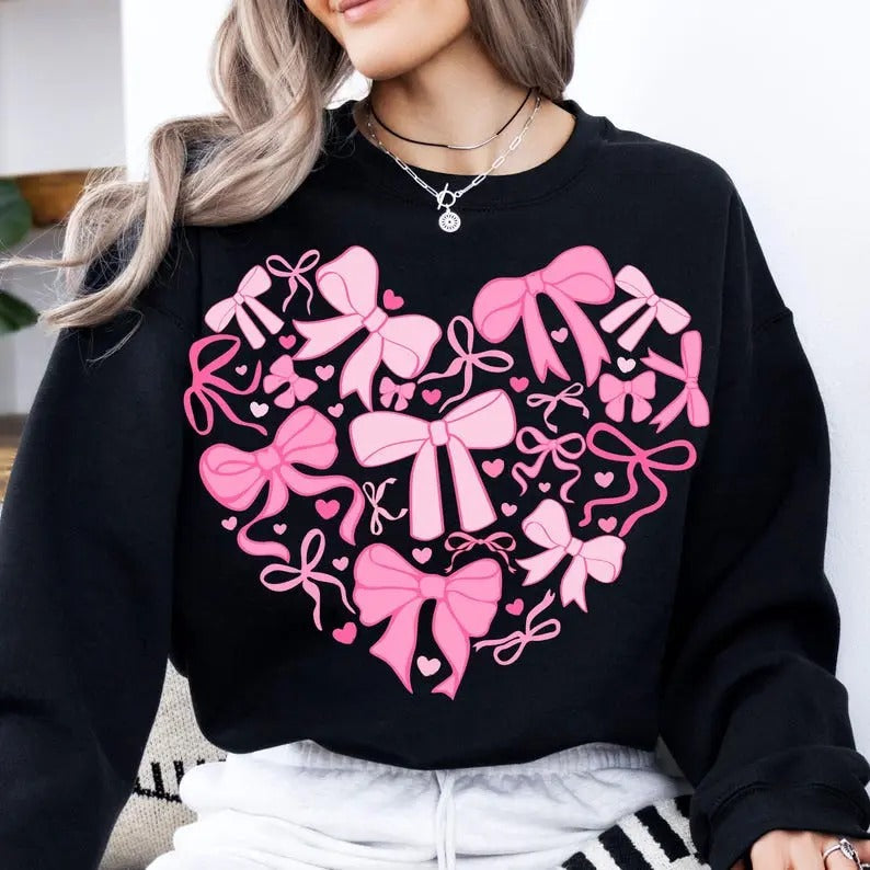 Coquette Valentine Heart T-shirt/Sweatshirt, Valentine T-shirt/Sweatshirt, Valentine love T-shirt/Sweatshirt, Girls Cotton Top