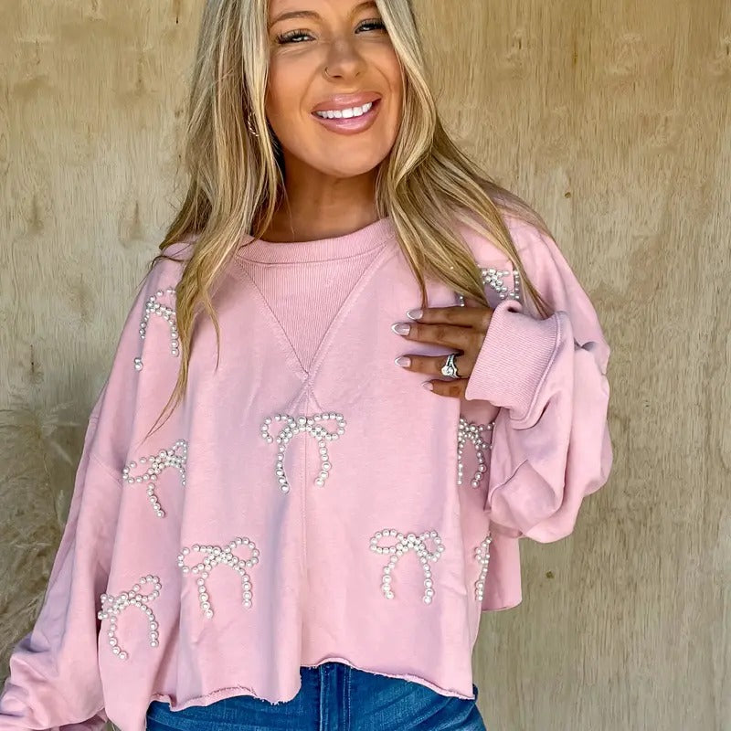 Sweet As Can Be Pink Bow Detail Pullover