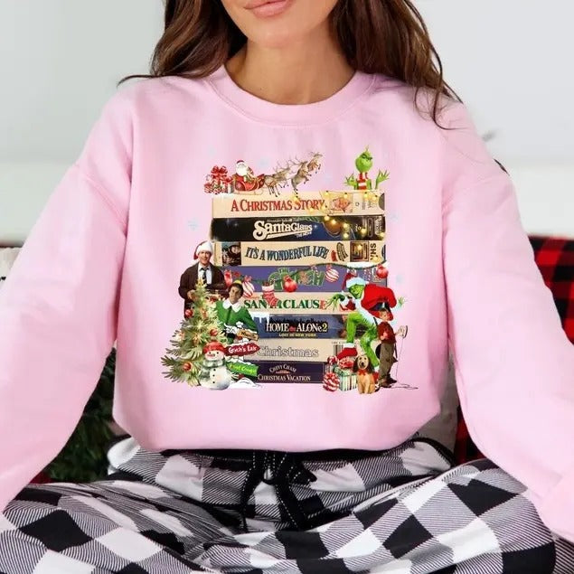 Vintage Christmas VHS Sweatshirt, Retro Funny Shirt, Christmas 90s Movies Sweater, Comfort Cotton Comfort Cotton