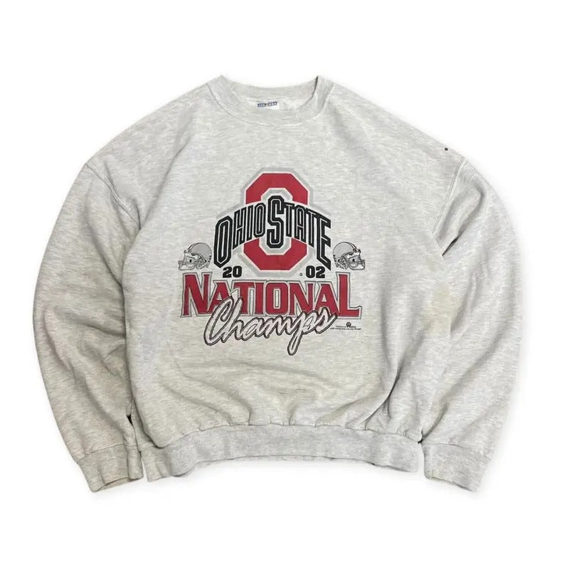 Vintage Football 2002 Ohio State University National Champs Collegiate Graphic Sweater Made In USA, Made In USA, Sportswear, Men's Sweater Casual Classic
