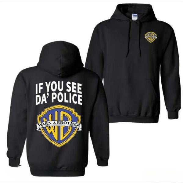 "Warn A Brother" Hoodie & T-Shirt - 2-Sided Graphic Pop Culture Apparel - Vintage Cotton Shirt for Men - Menswear Top Gift Clothing Sport 90s graphic tees Casual Fashion