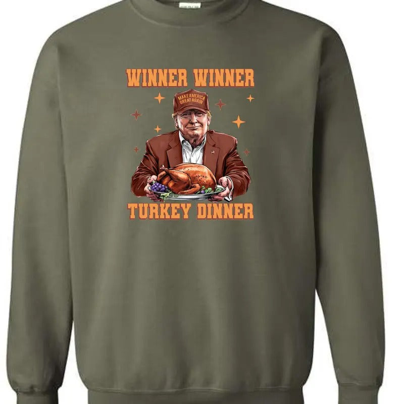 Winner Winner Turkey Dinner crewneck sweatshirt, Winner Winner Turkey Dinner Cotton Menswear
