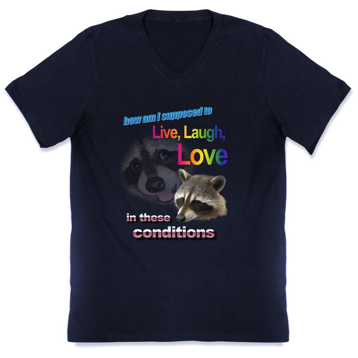 Live Laugh Love Raccoon V-Neck