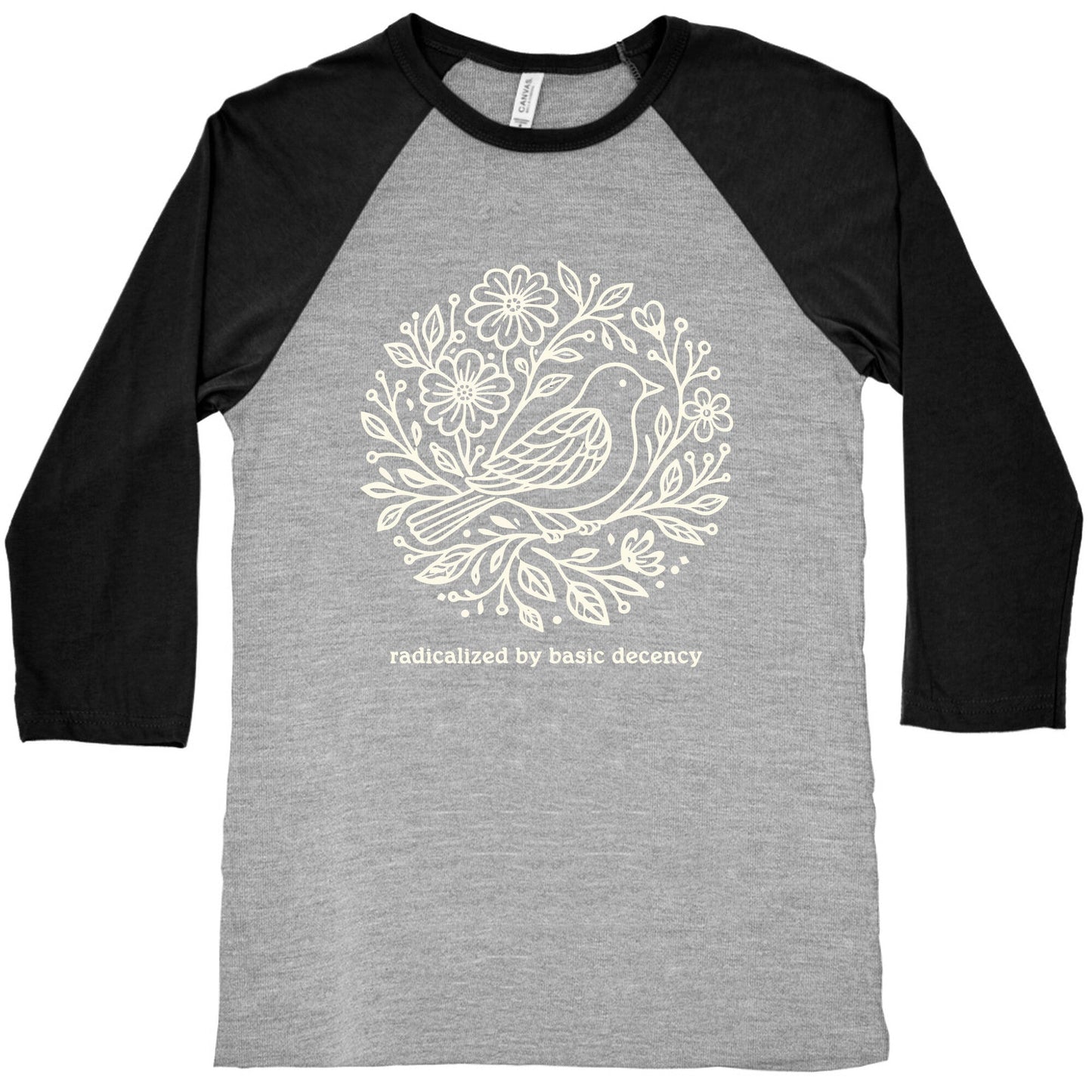Radicalized By Basic Decency Baseball Tee
