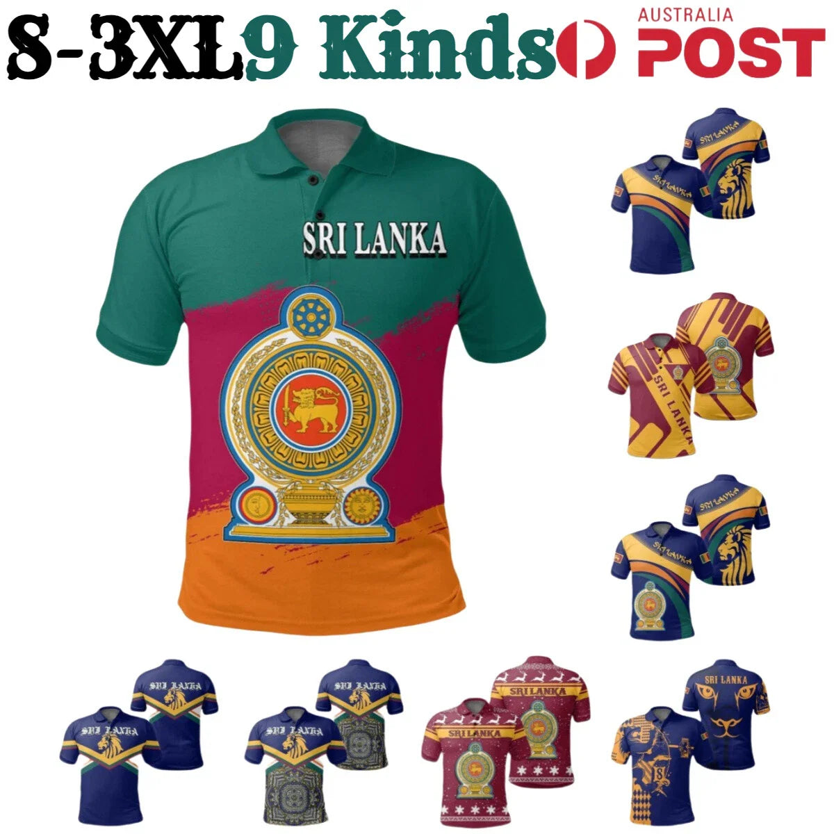 Mens Sri Lanka Summer Polo T-Shirt Souvenir Short Sleeve Tee Tops Casual T Shirt