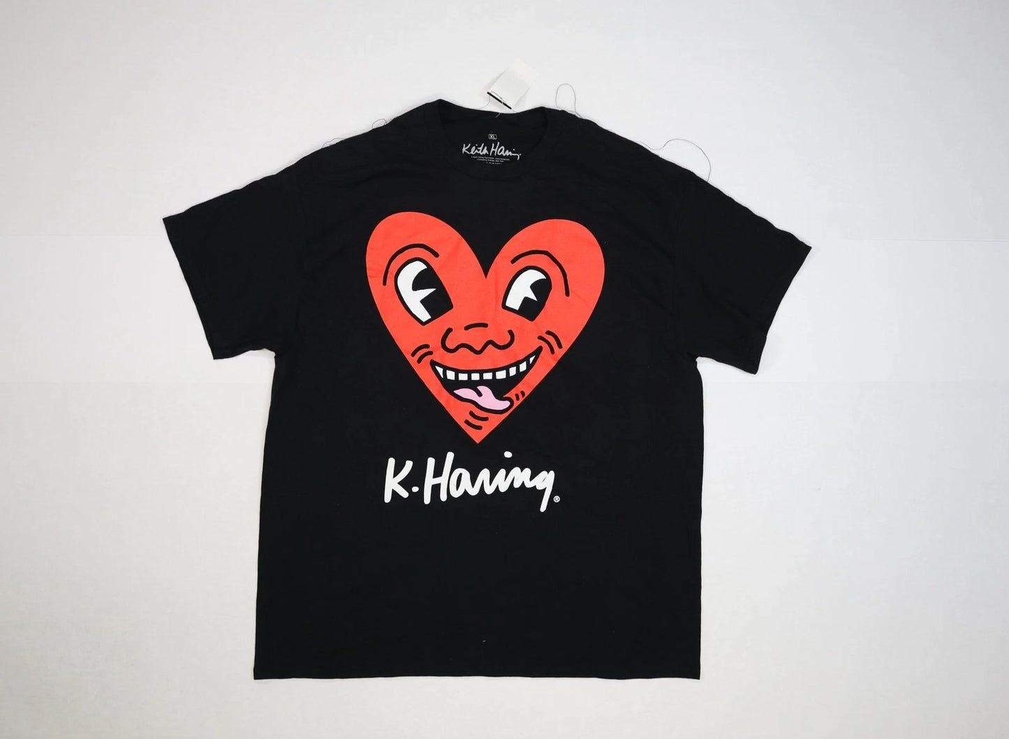 Keith Haring Shirt Mens XL Black Smiley Heart Graphic Tee Artist Pop Art Cotton