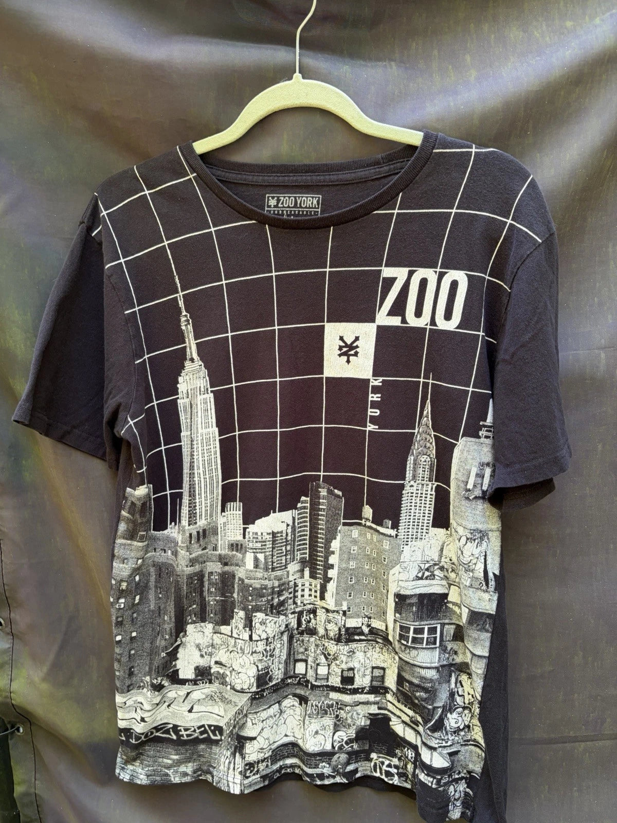 ZOO YORK New York City Skyline City T Shirt L Graphic Y2K Streetwear Mens Vtg