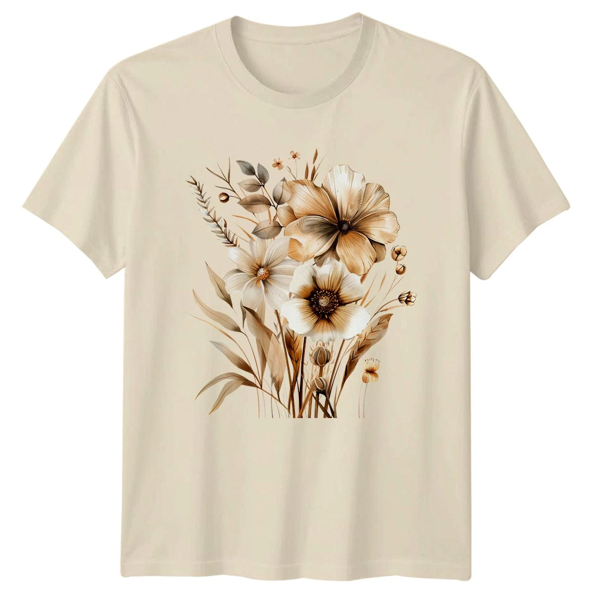 Boho Floral Spring T-Shirt Womens Botanical Nature Gift For Her
