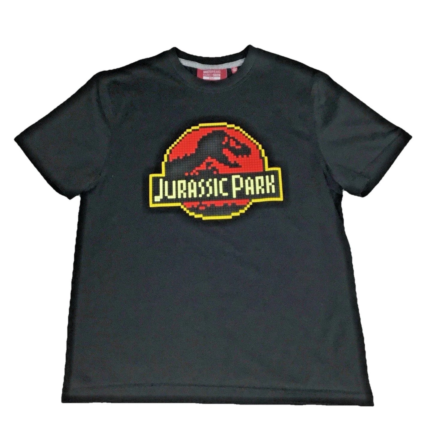 Mostly Heard Rarely Seen 8-Bit Jurassic Park Black Graphic T-Shirt Mens Small