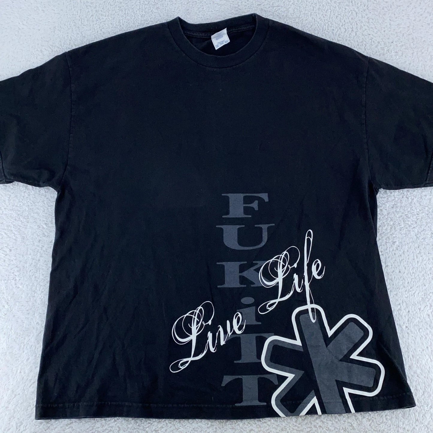 Vtg Y2K FUKIT Shirt Mens XL Black Live Life Graphic Tee Streetwear