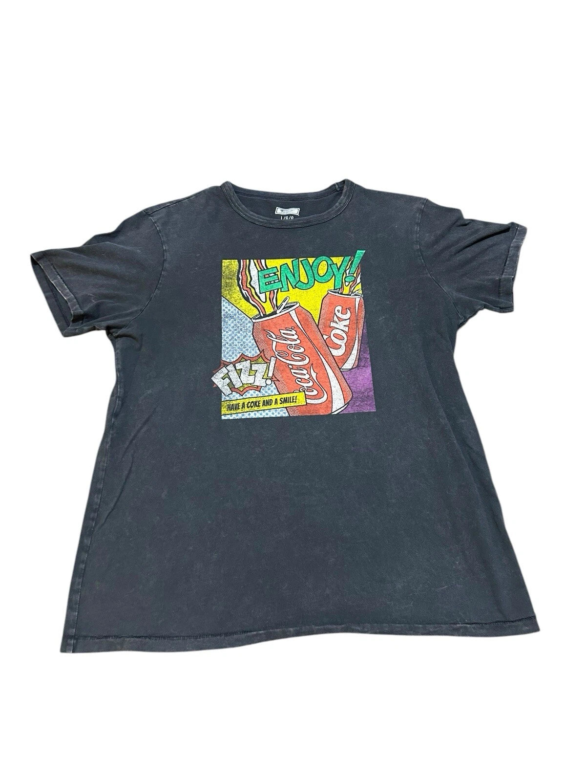 Tailgate Coca Cola T-shirt Pop Art Graphic Tee Men’s Sz Large Acid Wash Black