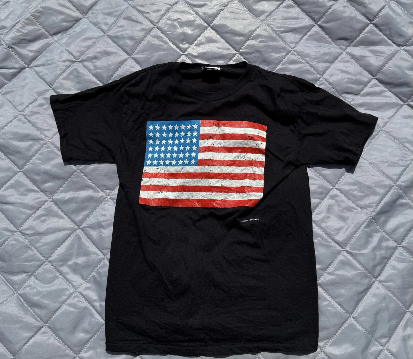 Vintage 90s Stanley Desantis American Flag Shirt Size L Single Stitch Pop Art
