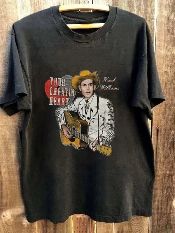 Vintage 90s Hank Williams Sr. T-shirt Cheatin Heart Shirt S-5XL reprint