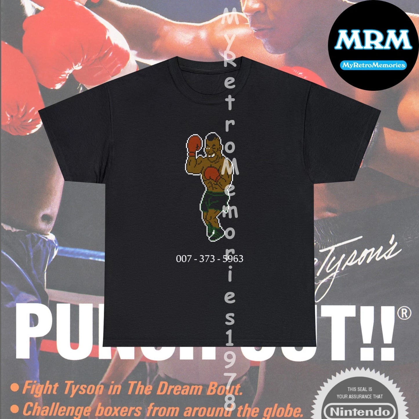 NEW Mike Tyson's Punch Out Nintendo NES Pixel Art Design Black T-Shirt S-5XL