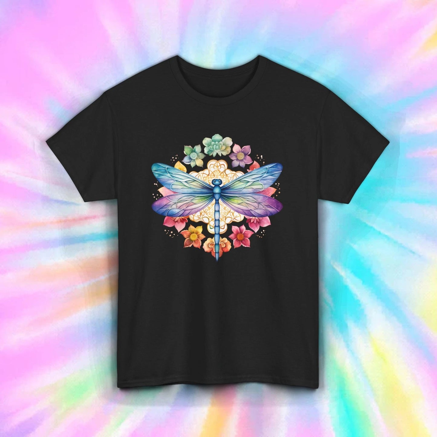 Dragonfly Mandala Shirt Floral Psychedelic Nature Boho Spirit Tee S-5XL