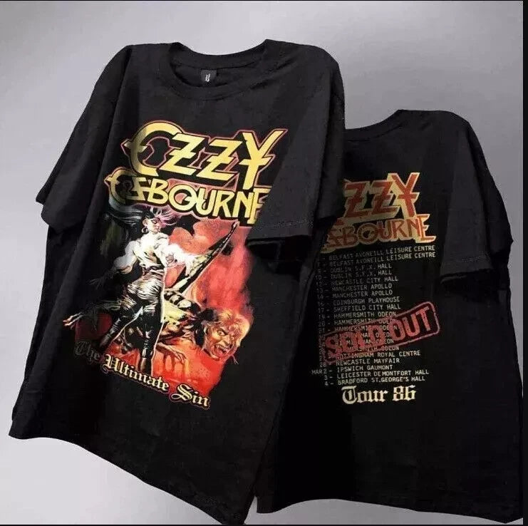 Ozzy Osbourne Concert Rare Ozzy Osbourne 90s T shirt 2 Side Remake S-5XL