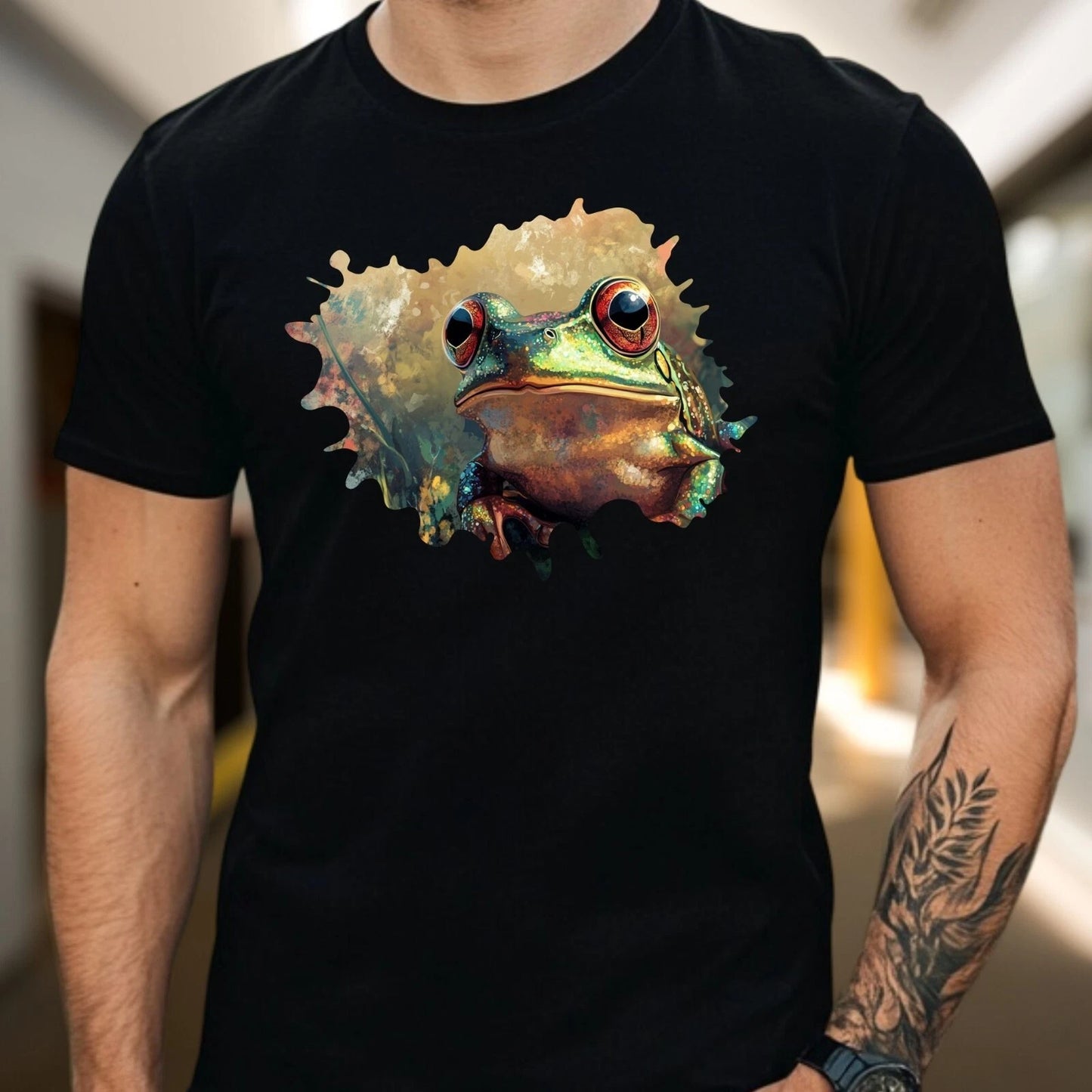 Mens Frog Motif Cotton T Shirt Size XS to 5XL