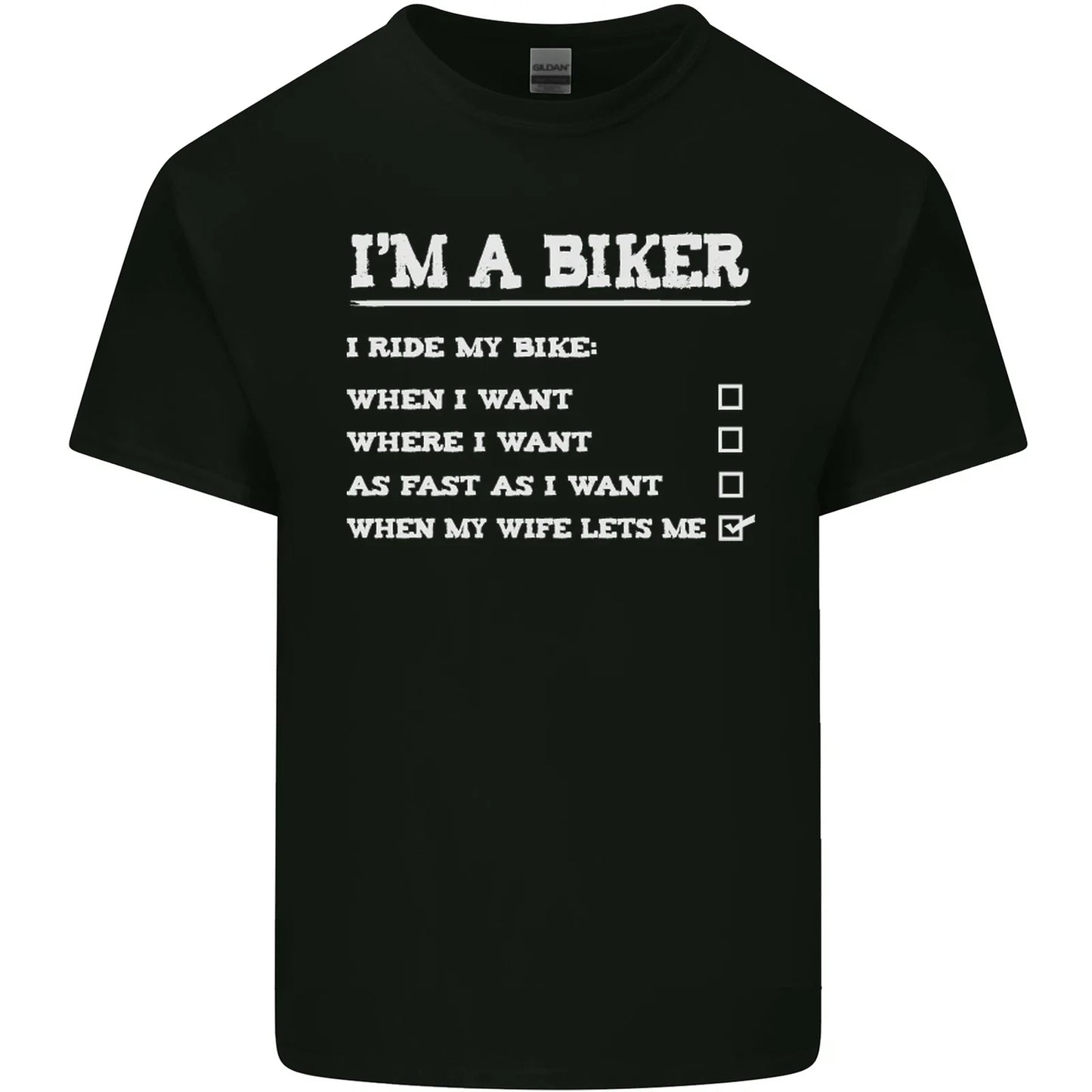 Motorbike Im a Biker When My Wife Funny Mens Light Cotton T-Shirt