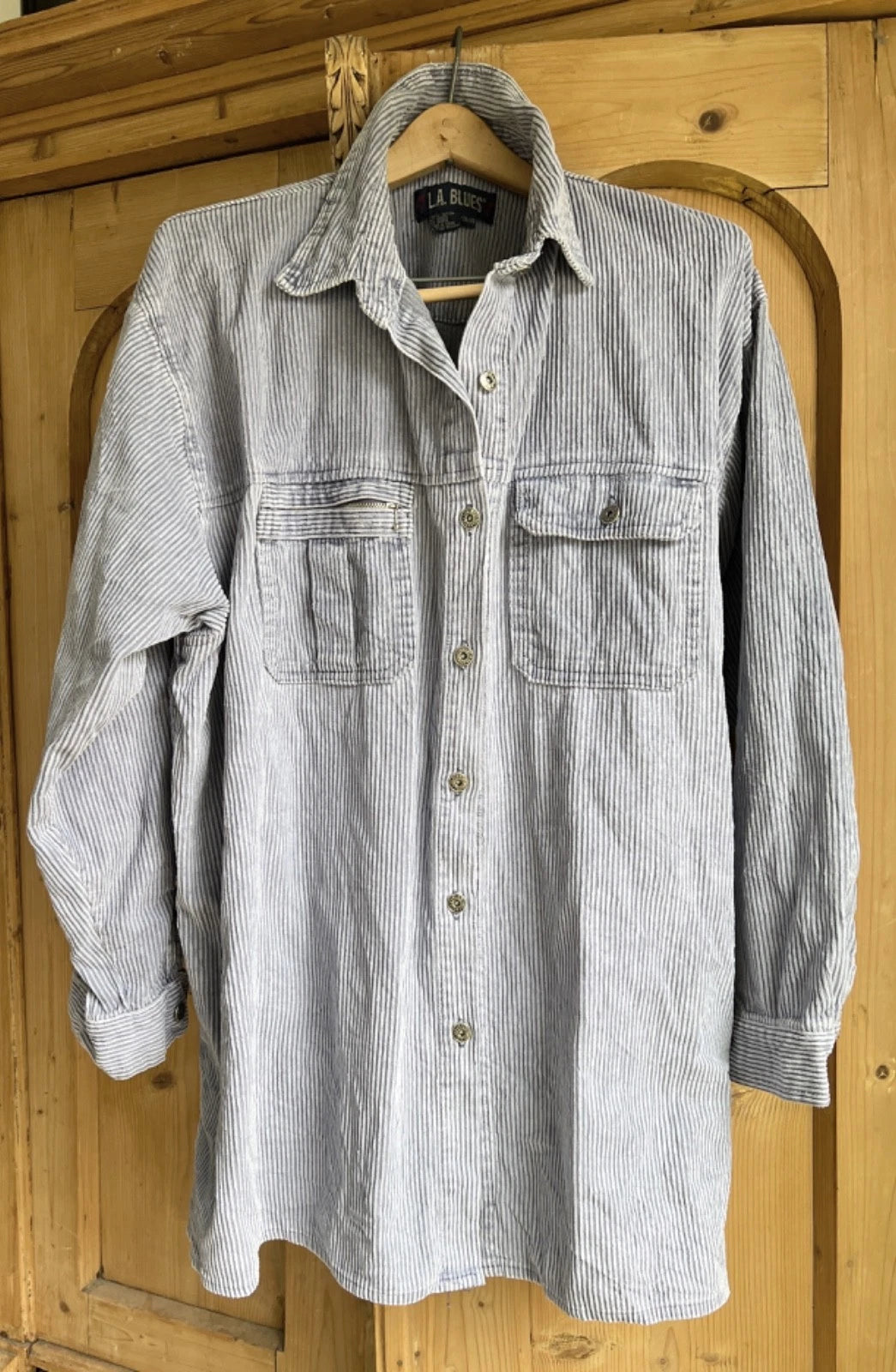 L.A. Blues Blue Cuordoroy Shirt 26/28 Button Up Boho