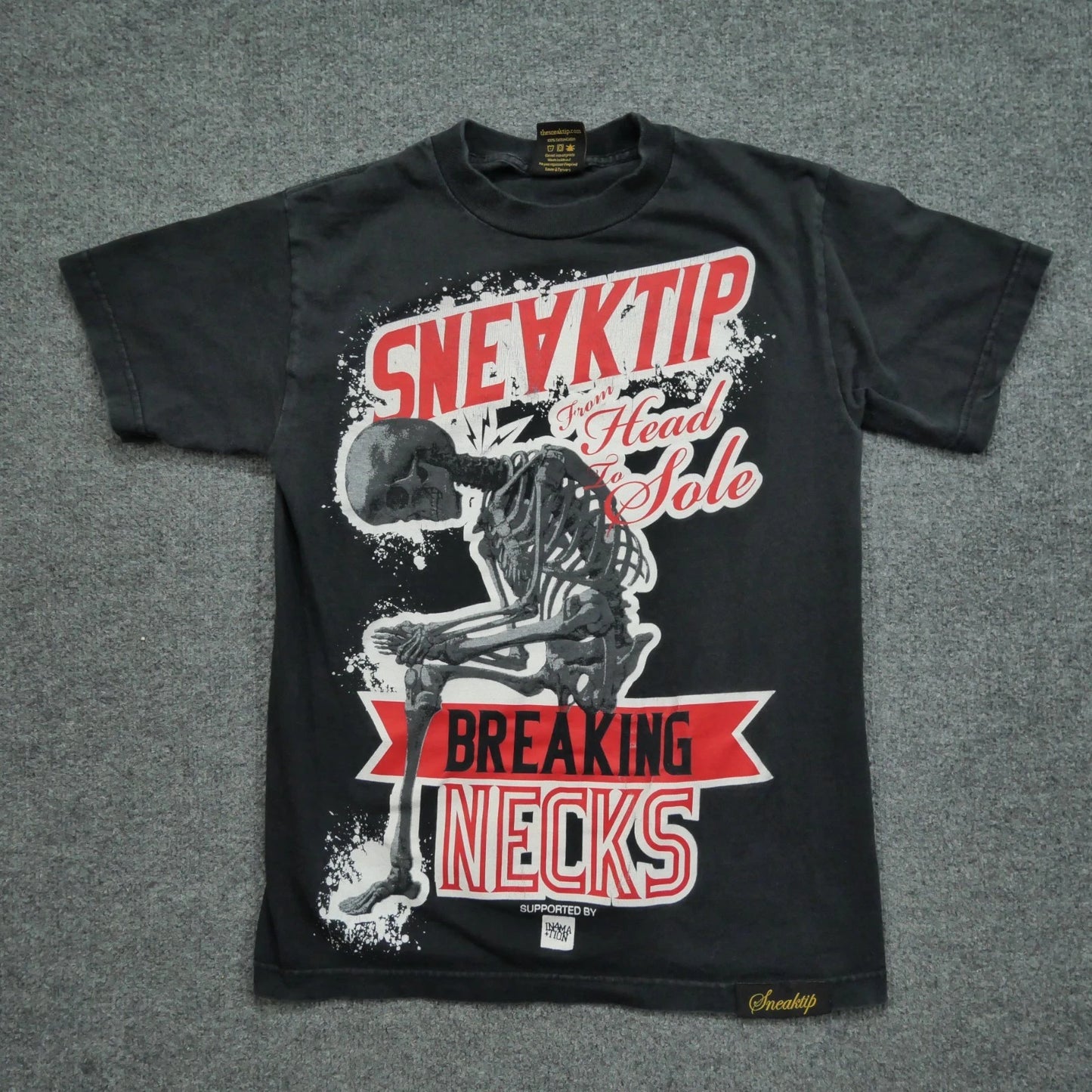 Vintage Sneaktip T Shirt Adult Small Black Skeleton Streetwear Mens Y2K