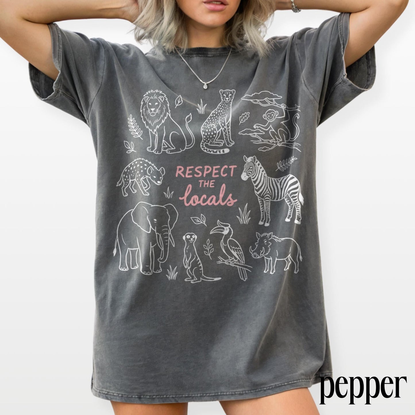 Respect Locals Safari Animals Travel Wildlife Zoo Animal Comfort Colors Travel Lover Tee (2)