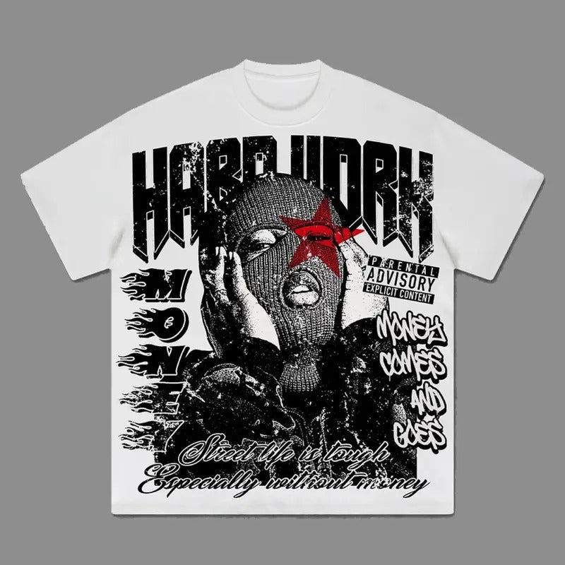 2024 New Money Street Retro Old Graphics T-Shirt Y2k Fashion Streetwear
