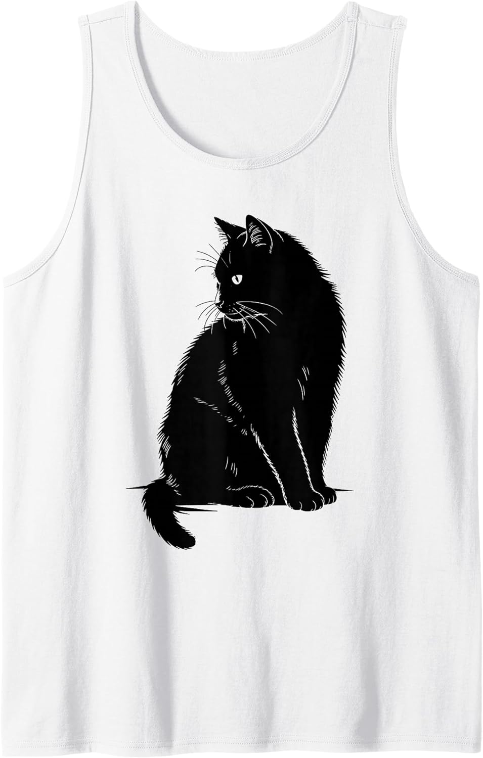 Minimalist Cat Art Cute Black Cat Owner Feline Art Kitten Tank Top