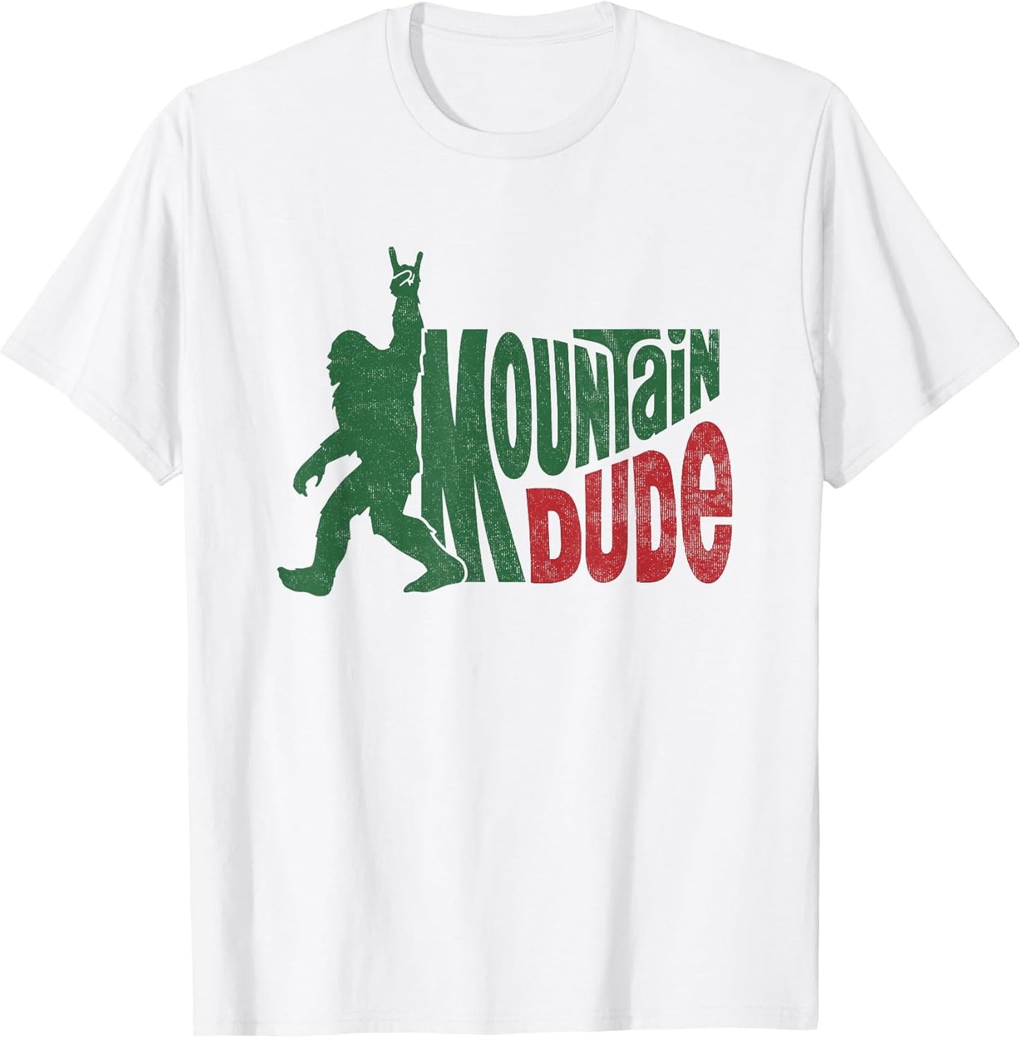 Mountain Dude Funny Bigfoot Sasquatch Hiking Gift T-Shirt, Small, White