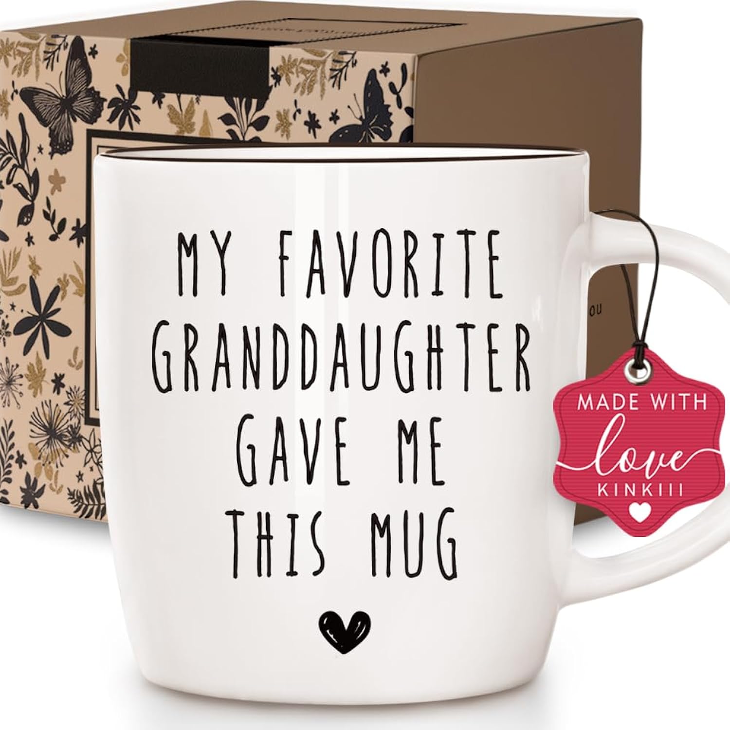 My Favorite Granddaughter Gave Me This Mug Gifts for Grandparents, Funny Grandparents Ceramic Coffee Mug Gifts for Grnadma Grandpa, Funny Grandparent Gifts for Birthday Thanksgiving, 13 oz