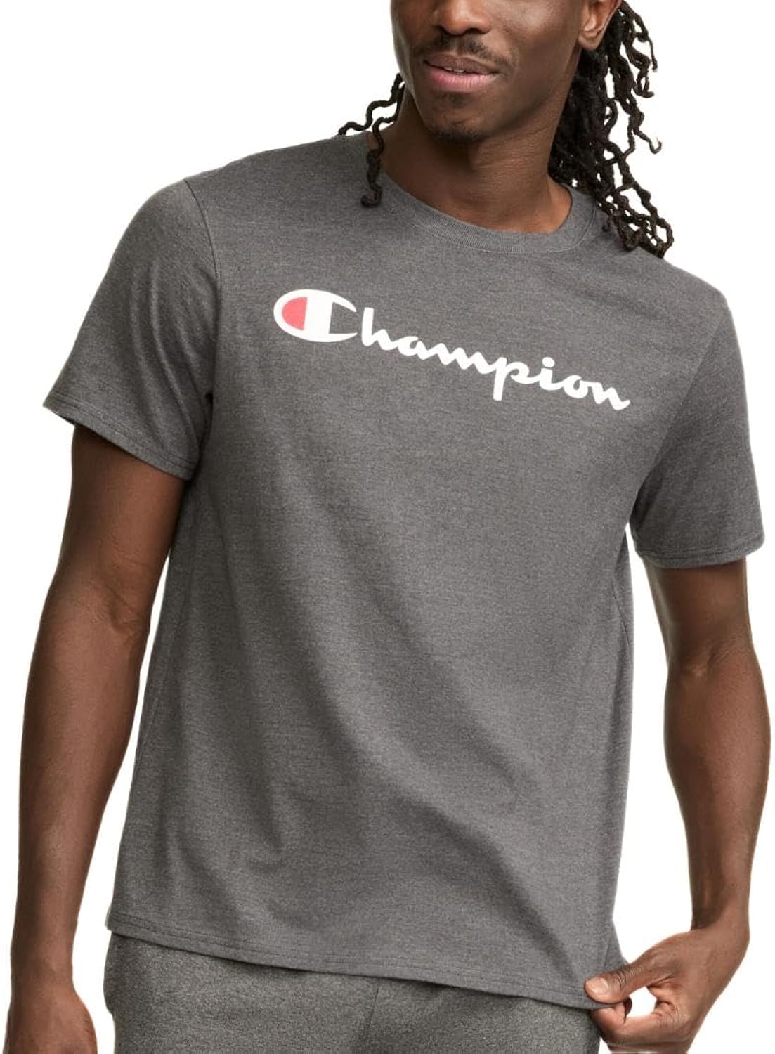 Men's Graphic Short Sleeve T-Shirt, Standard Fit, Classic Script Logo, Midweight 100% Cotton, Available in Regular and Big & Tall, Granite Heather, Large