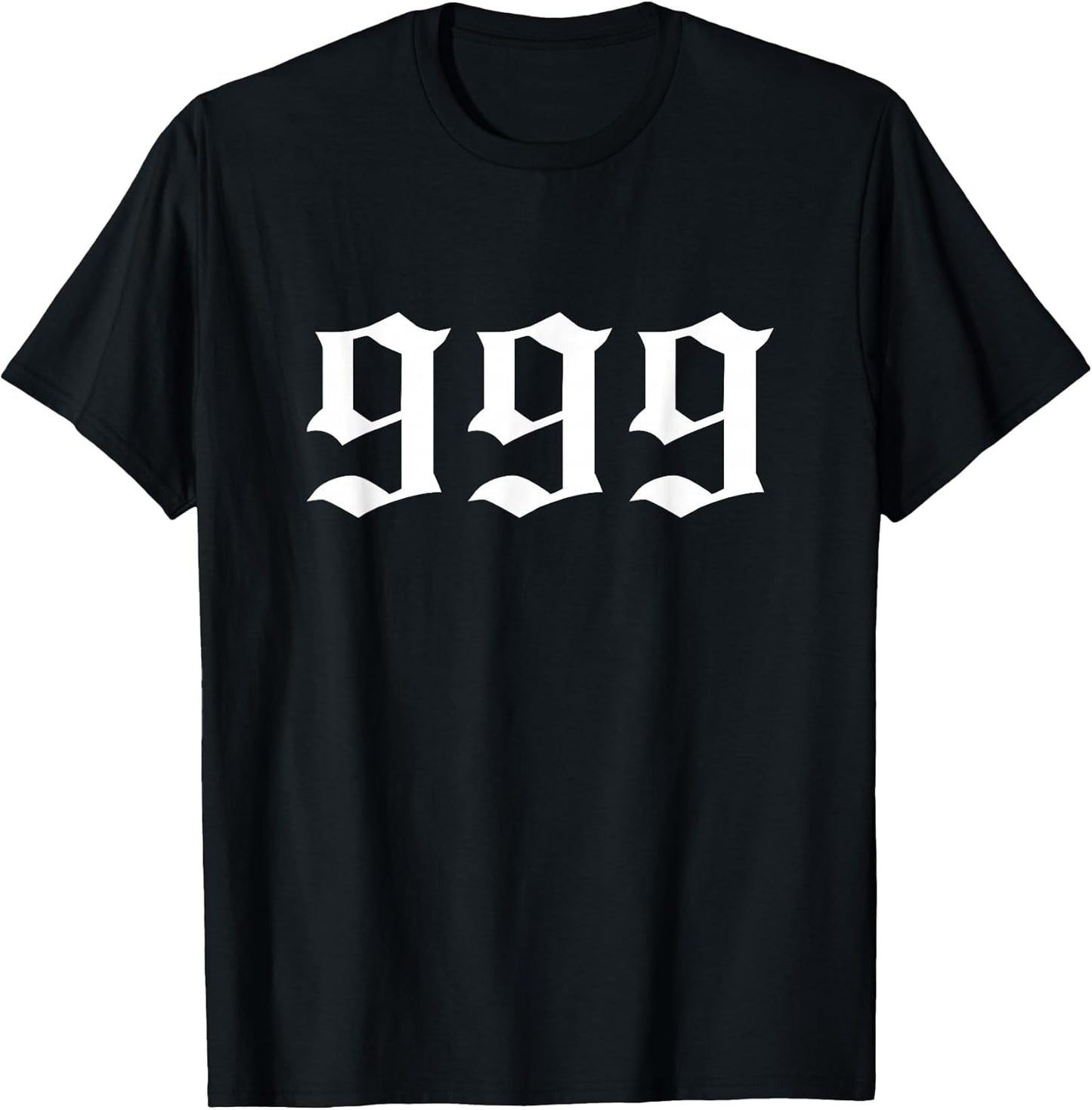 999 T-Shirt - Unisex Adults & Kids, Black, Small, Short Sleeve, Cotton 80% Polyester 20%