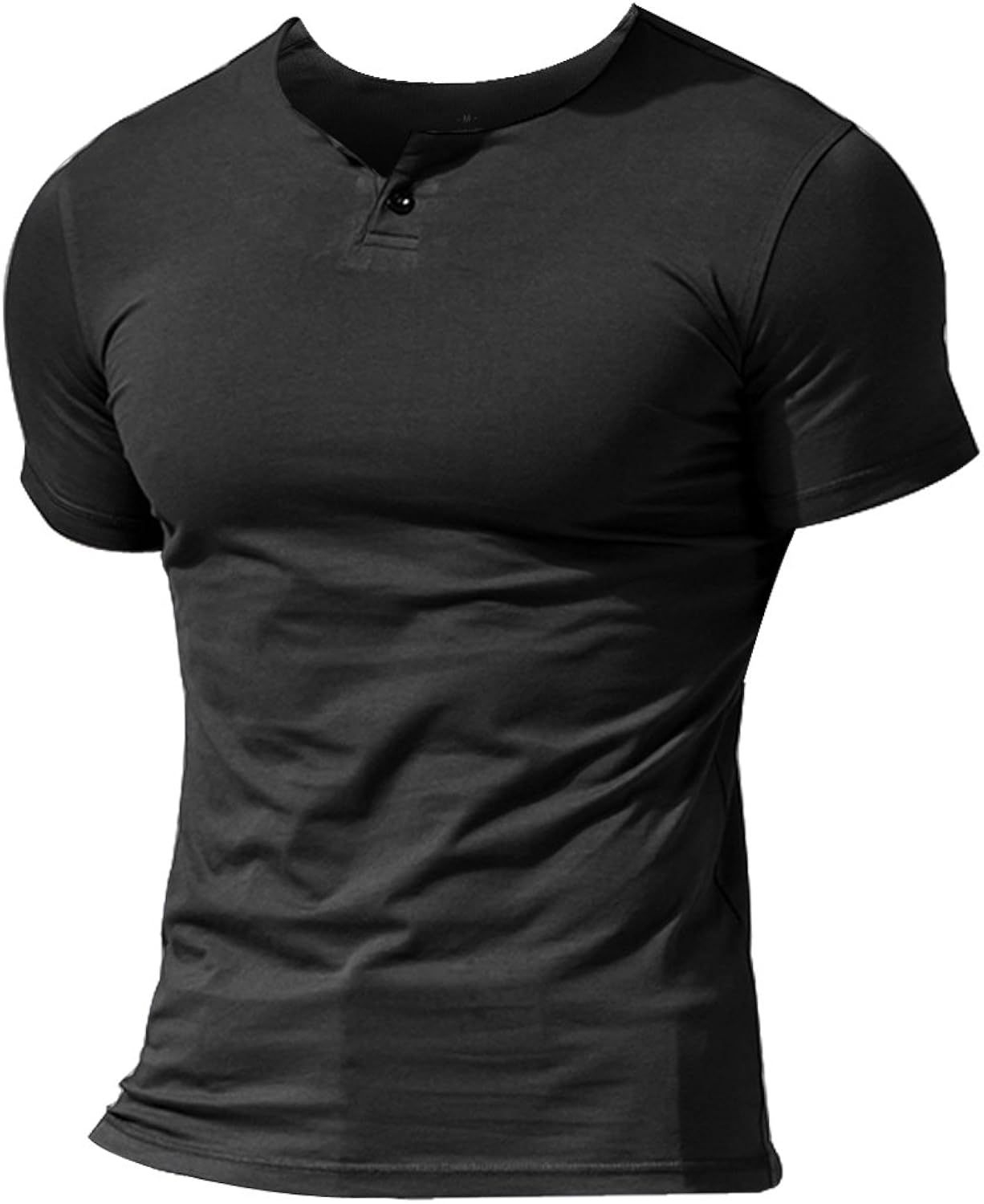 Mens Summer Casual Short Sleeve Henleys T-Shirt Single Button Placket Plain v Neck Shirts