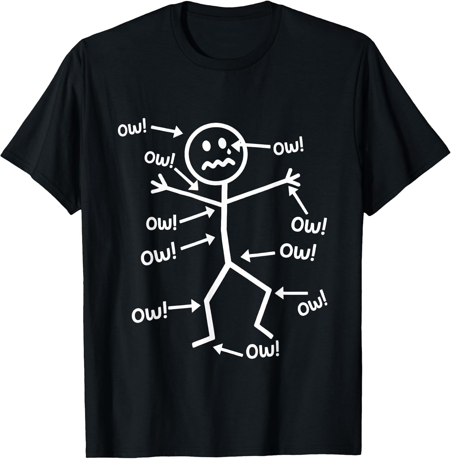 Funny Ow Ow Ow Ow Saying Body Pain Character Humor Sarcastic T-Shirt