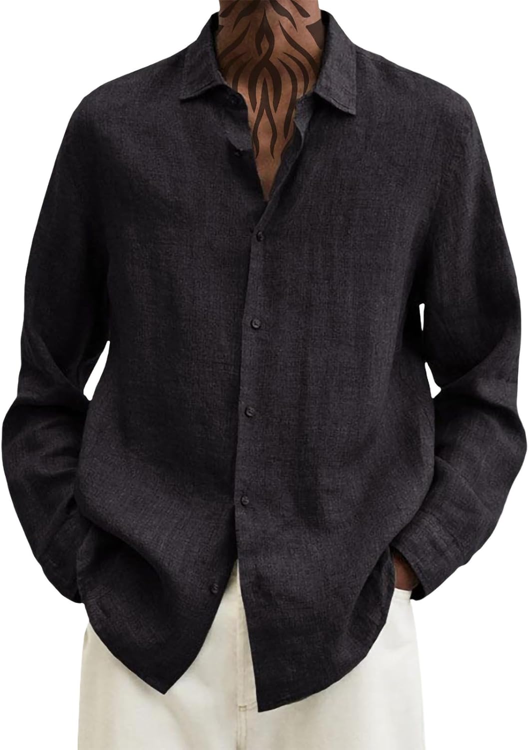 Men's Shirts Cool Fitness Basic Big and Tall Undershirt Button Down Plain Collared Trendy Formal Shirt