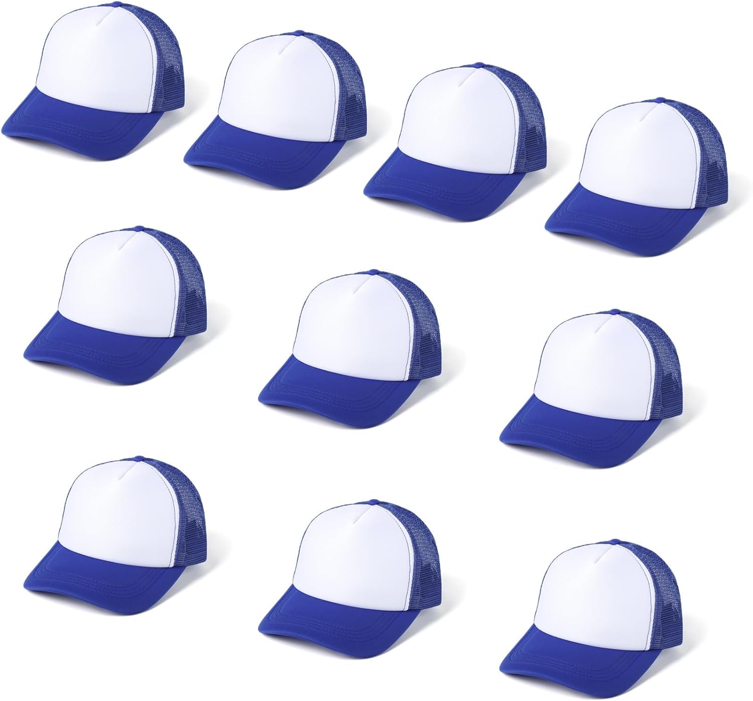 10 PCS Sublimation Blank Trucker Hats, Plain Baseball Caps with Adjustable Back Strap Unisex Mesh Caps for Men and Women DIY