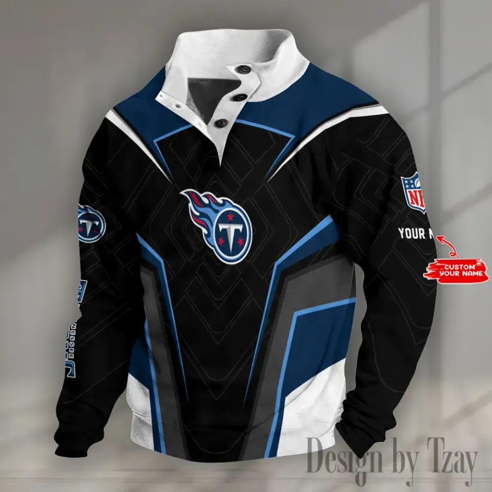 Tennessee Titans football Half Button Stand Collar Sưeatshirt