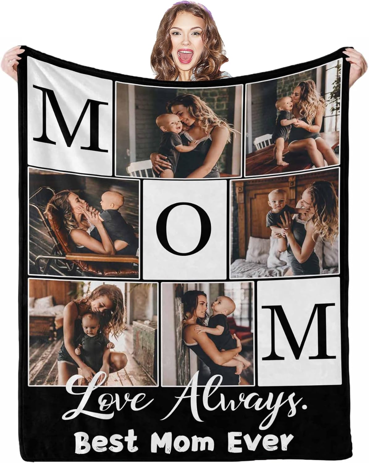 Personalized Mother's Day Blanket Gift for Best Mom Ever, Custom Blanket Unique Mom Blankets