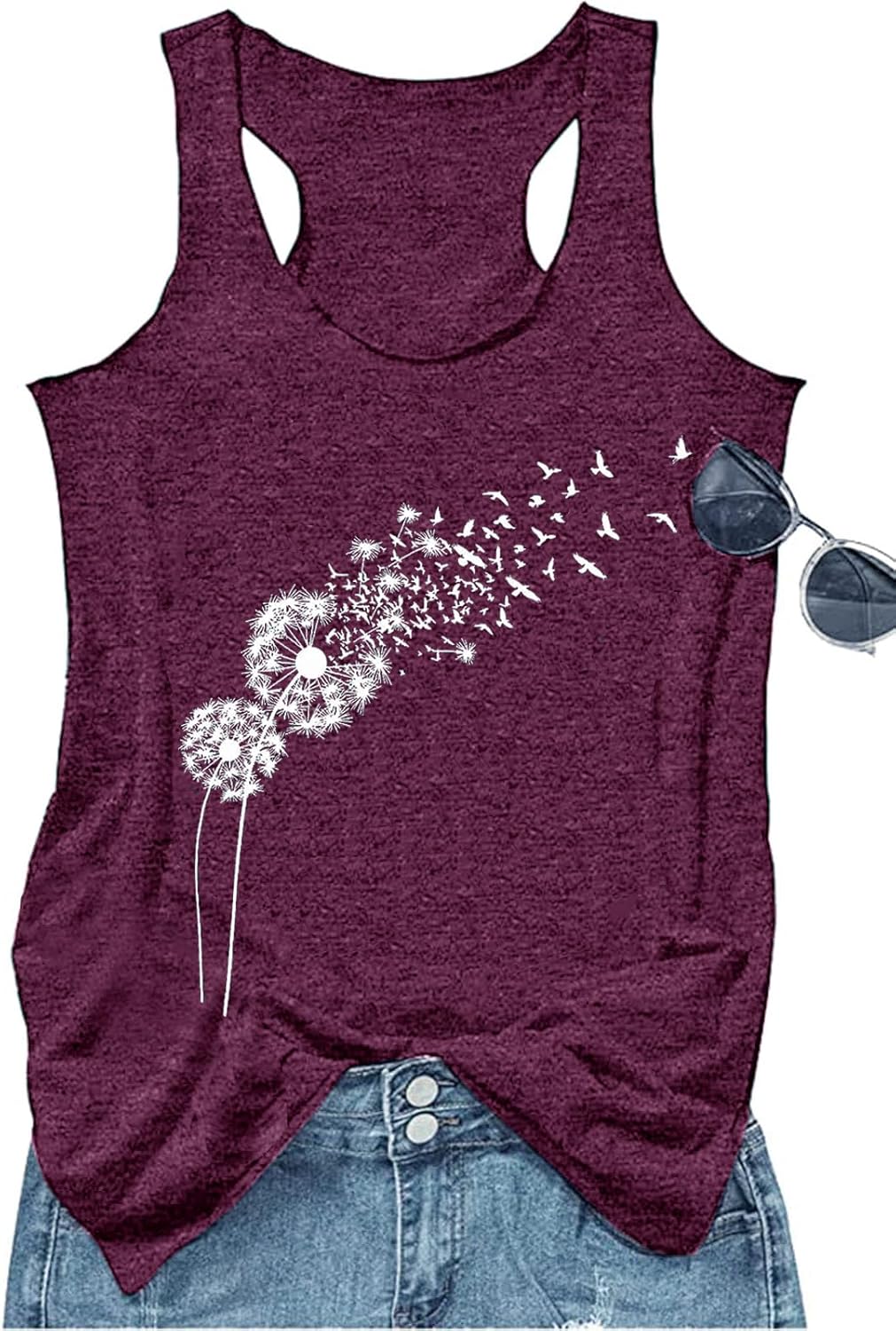 Boho Floral Racerback Tank Tops for Women American Flag Shirt Summer Sleeveless Graphic Tanks Vest Cute Mama Tank Cami