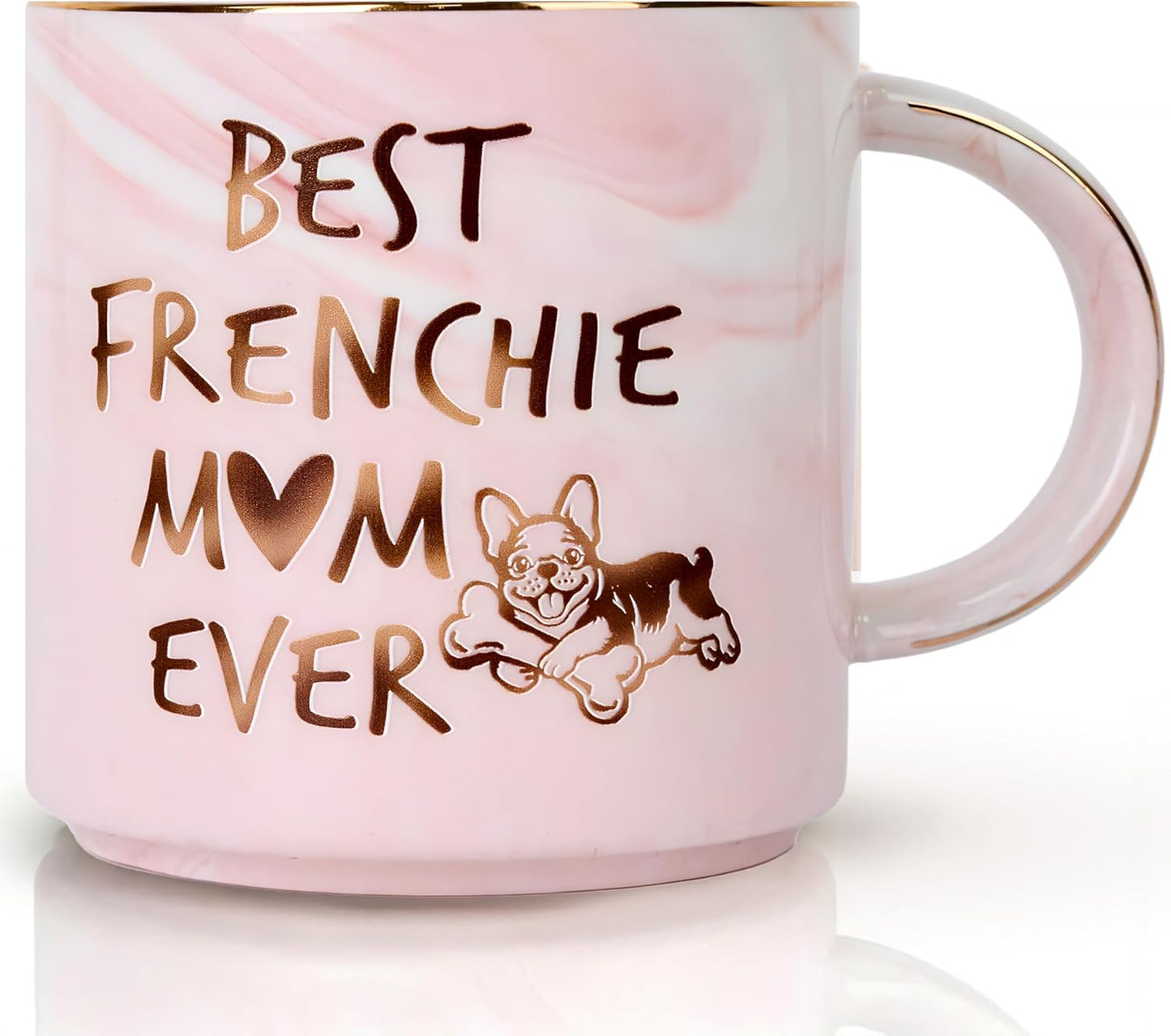 French Bulldog Gifts, Frenchie Mom Gifts Mothers Day, Best Frenchie Mom Ever Pink Marble Mug, Funny French Bulldog Gifts for Women Mothers Day, Birthday