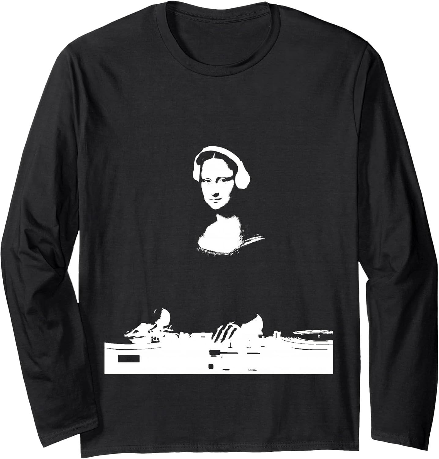 Mona Lisa DJ Art - Funny EDM Techno Rave Music Long Sleeve T-Shirt