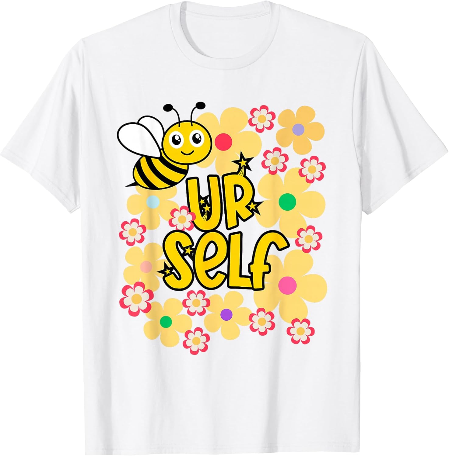 Be Yourself Kawaii Bee with Rainbow Flowers T-Shirt