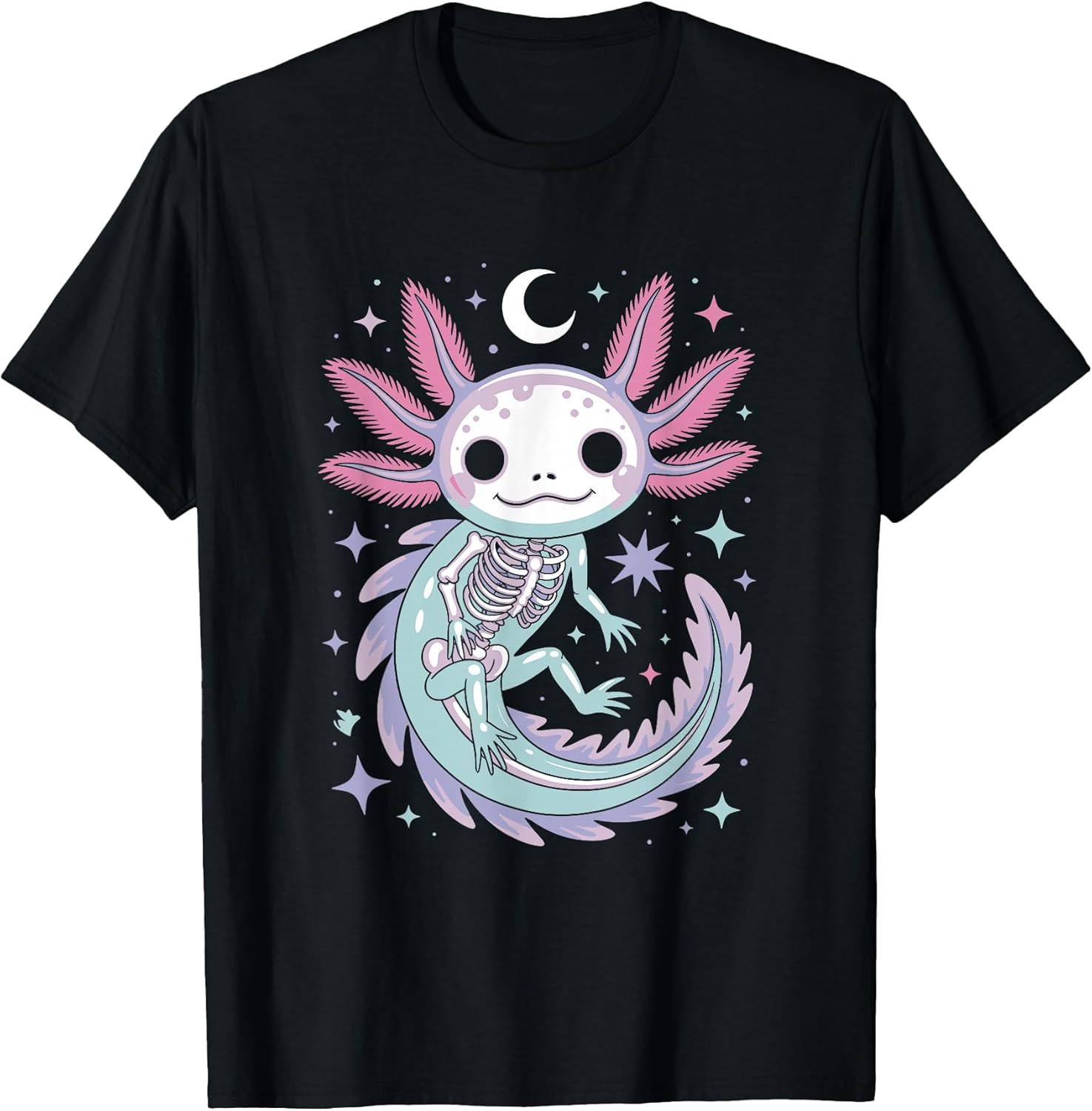 Pastel Goth Girl Kawaii Cute Skeleton Axolotl T-Shirt