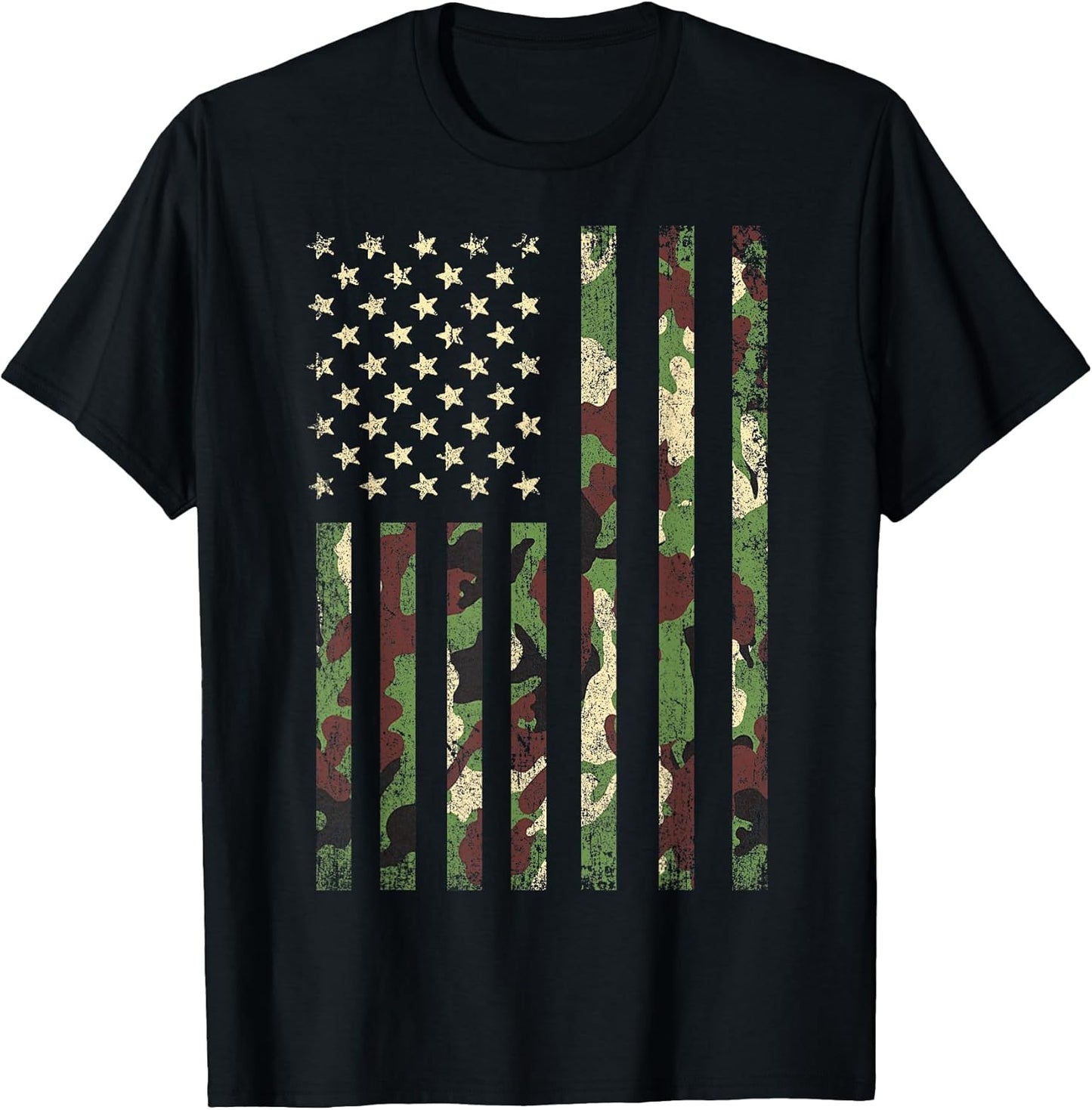 Patriotic USA Flag 4th of July Men Women Boy Girl Camouflage T-Shirt