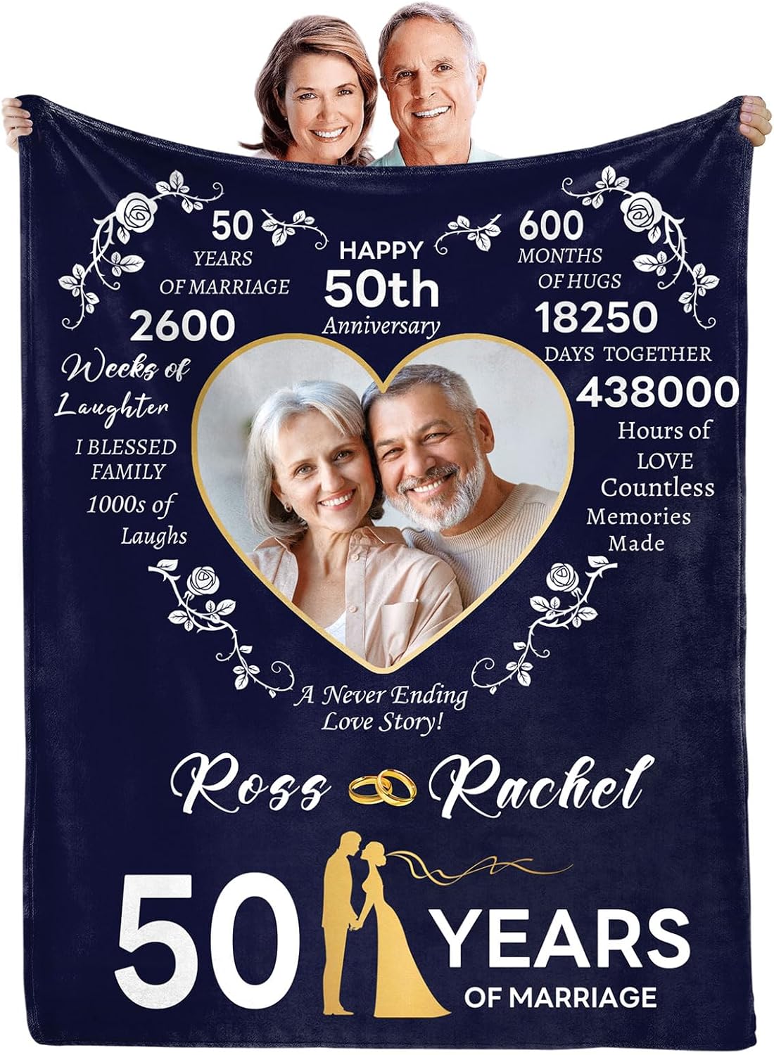 Customized Best 50th Anniversary Blanket Gifts for Couple Parents, Custom 50th Wedding, Golden 50 Years of Marriage Blankets