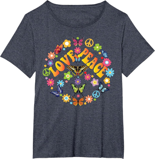 Peace Love Butterfly 60s 70s Tie Dye Vintage Hippie Costume T-Shirt