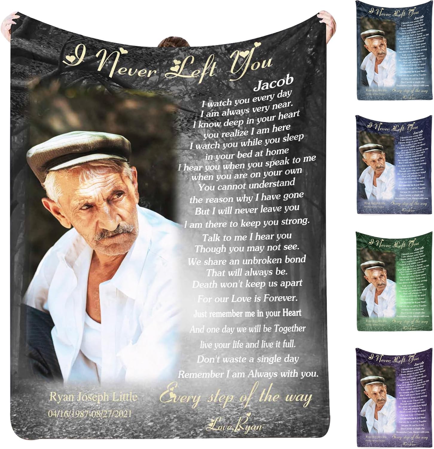 M YESCUSTOM Custom Sympathy Blanket with Picture for Loss of Loved Dad Mom Son Husband Family Friends Personalized Memorial Flannel Grief Blanket Remembrance Gift, in Loving Memory Xmas Gifts