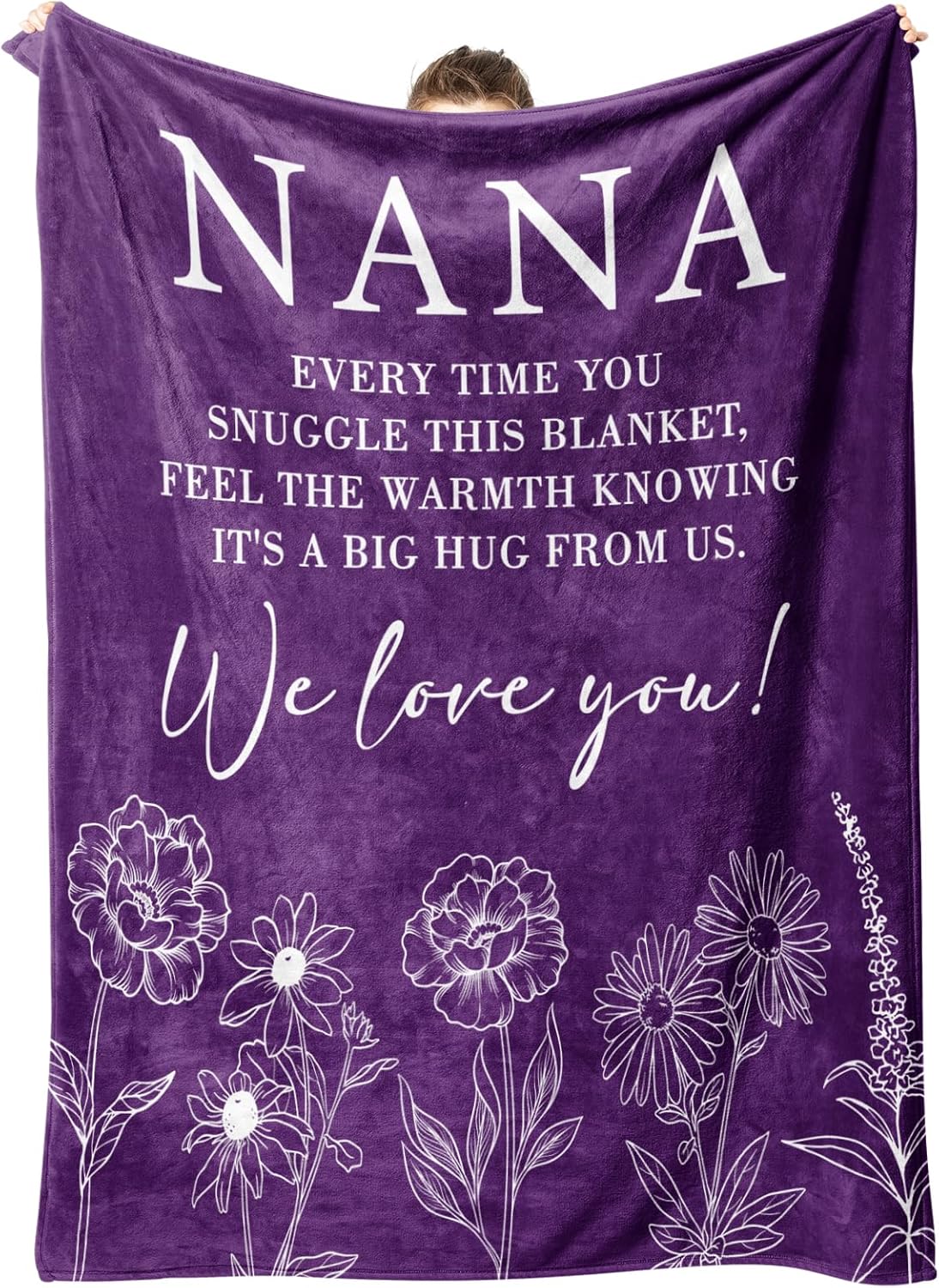 Mothers Day Nana Gifts, Birthday Gifts for Nana from Grandkids, to My Nana Nanny Grandma Soft Throw Blanket 50" x 60", Purple