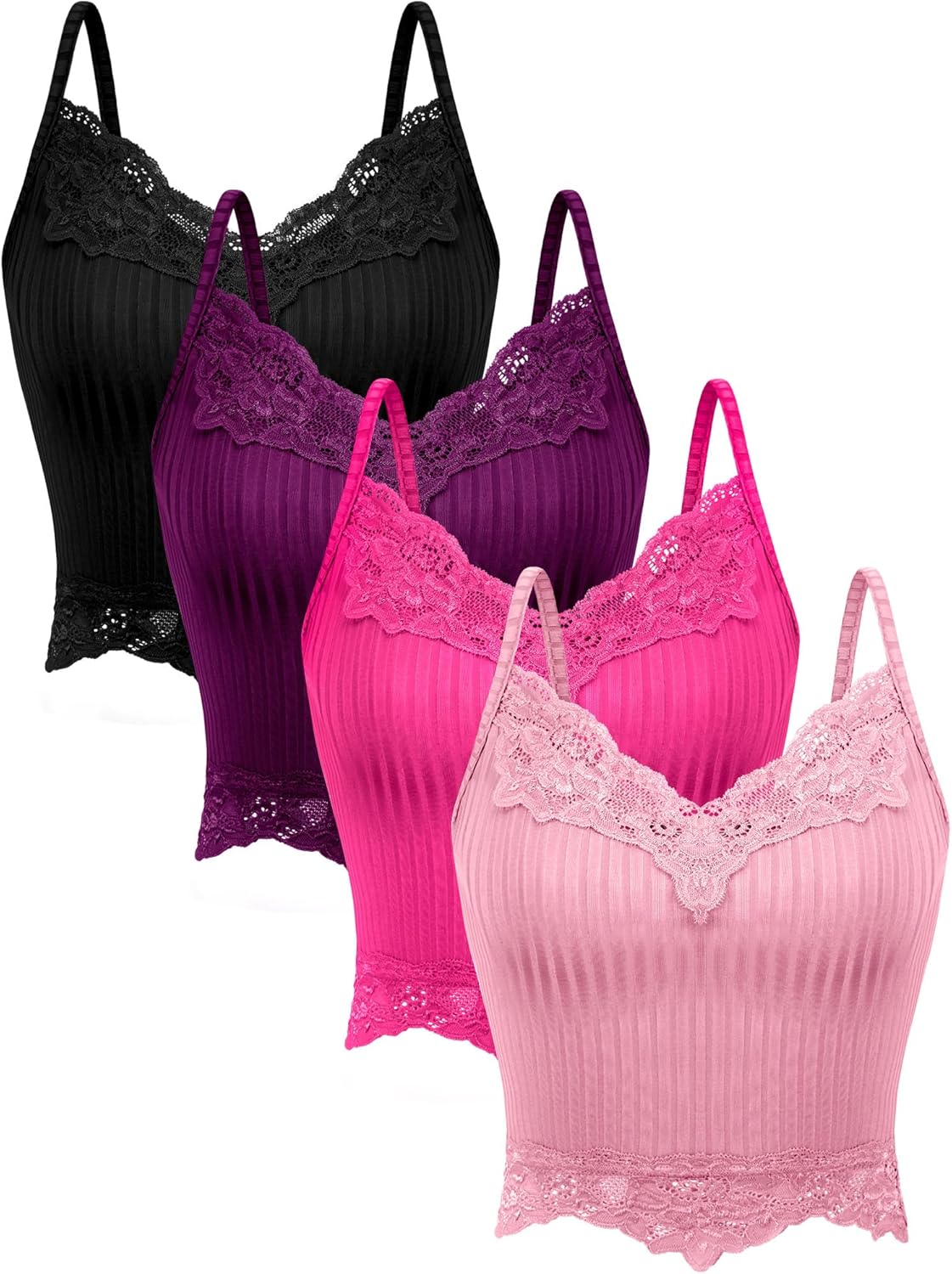 Lace Y2k Tank Tops Fairy Grunge Clothes Crop Tops Lace Patchwork Cami Ribbed Knitted Tank for Women