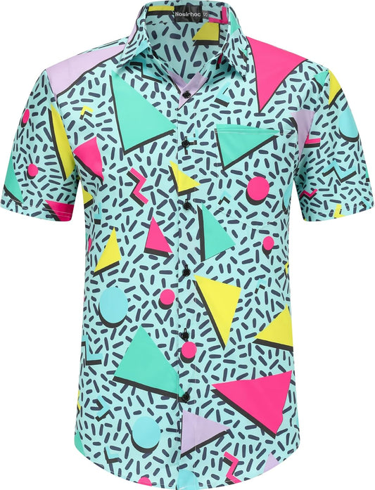 80s Shirts for Men 80s Shirt 90s Shirt Retro Casual Button-Down Shirts Hawaiian Shirt Disco Shirt Beach Shirts