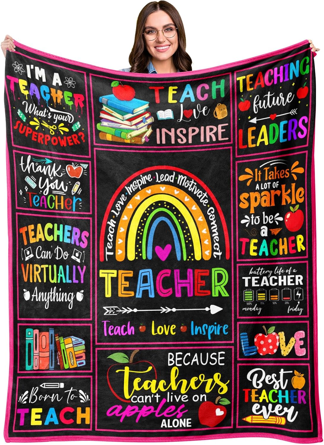Best Teacher Gifts for Women, Unique Teacher Appreciation Gifts Idea, Teachers Day Gift for Back to School, Funny Christmas Birthday Retirement Gifts for Teachers Blanket 50"x60"